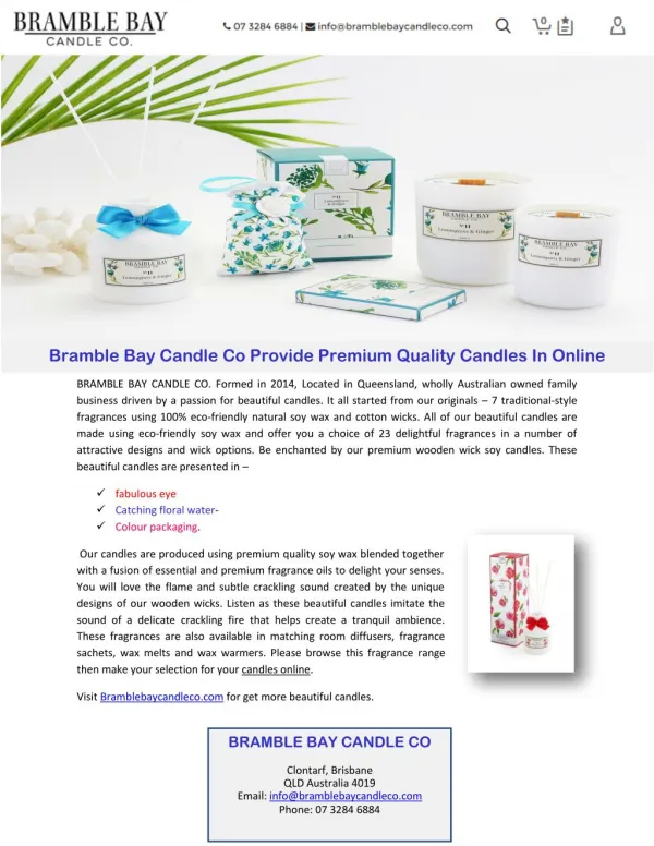 Bramble Bay Candle Co Provide Premium Quality Candles In Online