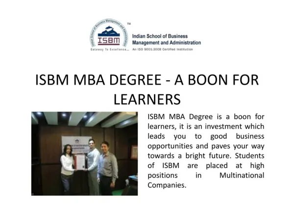 ISBM MBA Degree Courses Mumbai