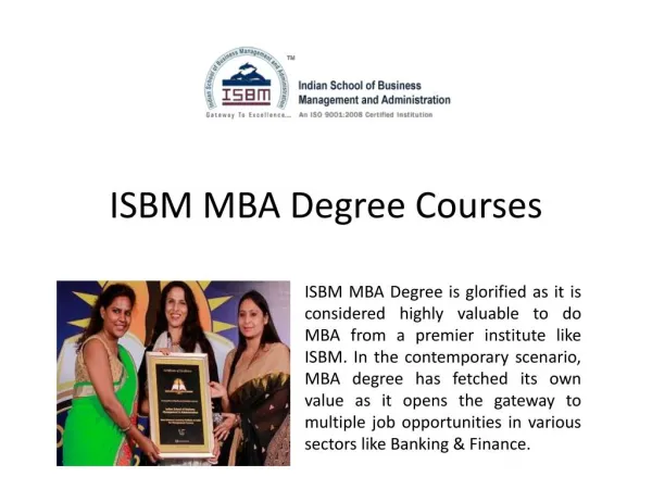 MBA Degree from ISBM Mumbai