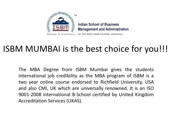 ISBM MUMBAI is the best choice for you!!!!