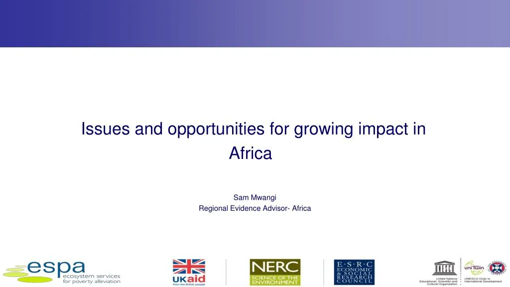 issues and opportunities for growing impact in africa