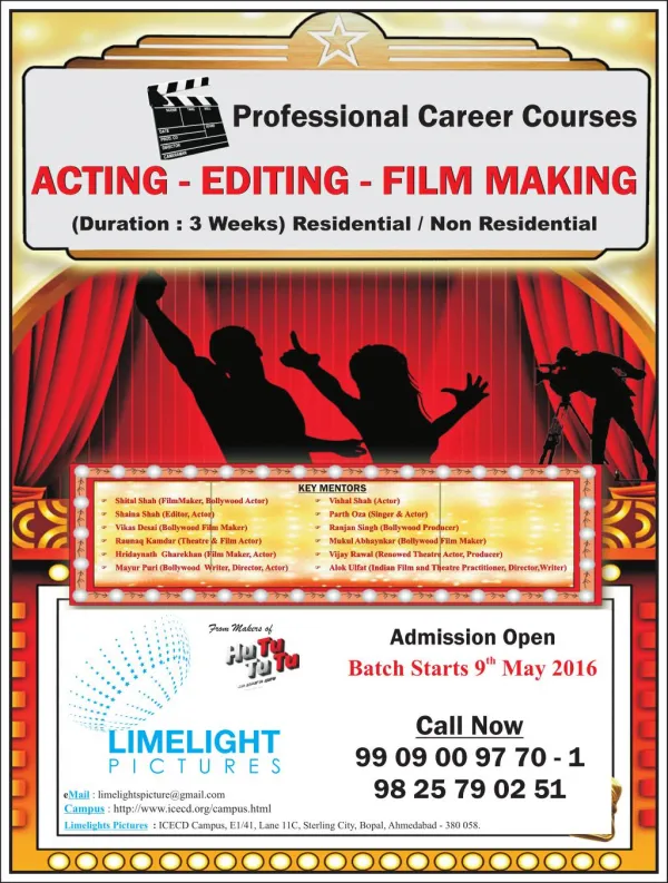 Acting - Editing - Film Making Professional Careers Courses in Ahmedabad