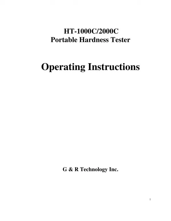 HT-1000C and 2000C Portable Leeb Hardness Tester Operating Instructions