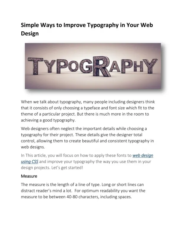 Simple Ways to Improve Typography in Your Web Design