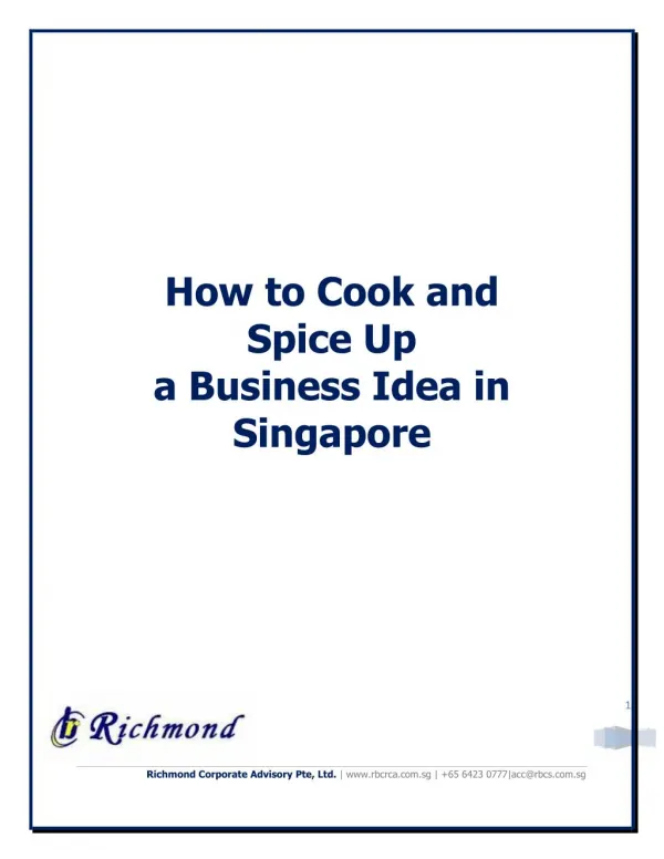 How to Cook and Spice Up a Business Idea in Singapore