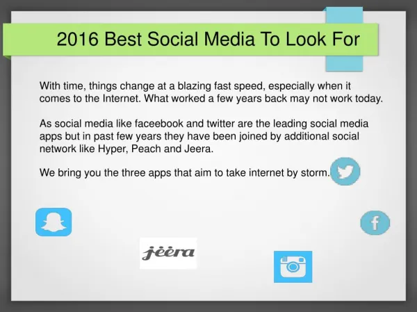 Top Social Media For 2016