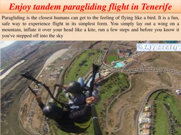 Enjoy tandem paragliding flight in Tenerife