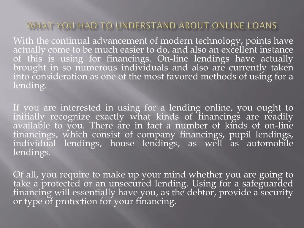 what you had to understand about online loans