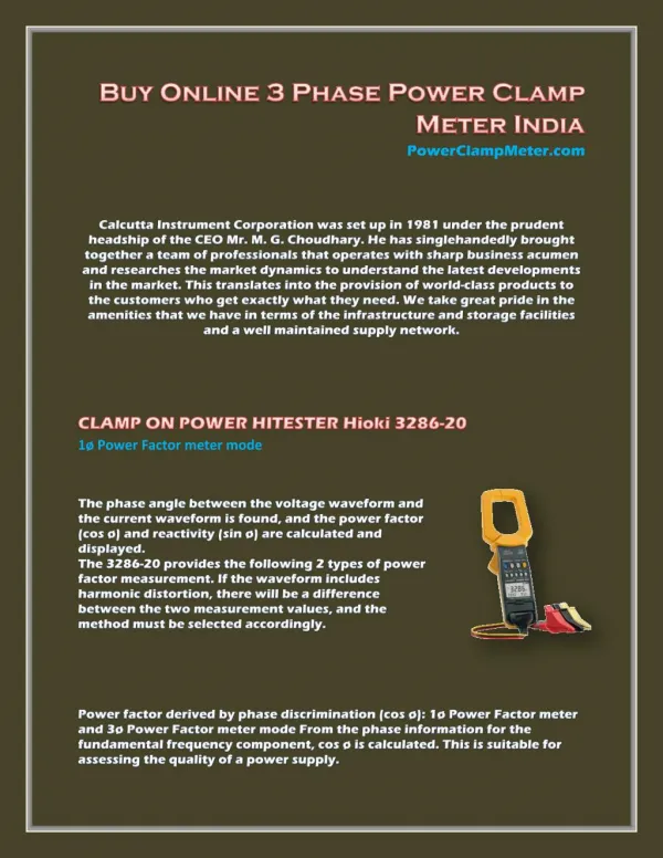 3 Phase Power Clamp Meter India