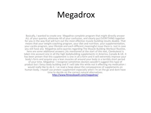 DHEA is not likely to be Megadrox useful to