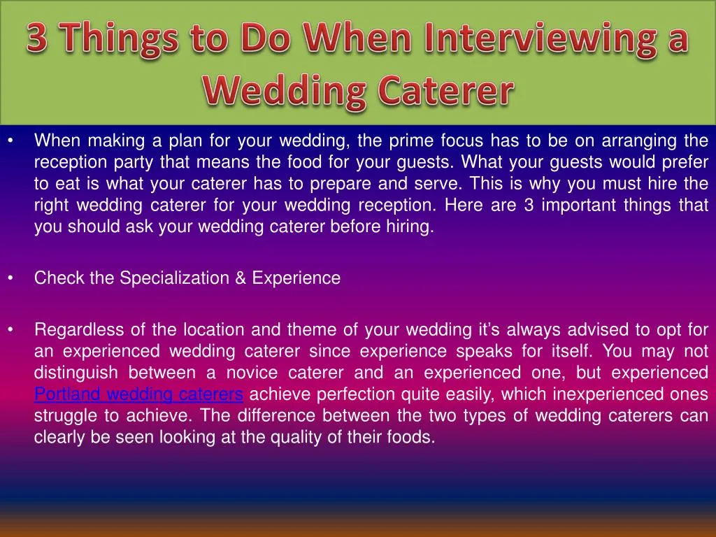 3 things to do when interviewing a wedding caterer