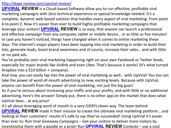 UPVIRAL REVIEW