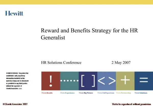 Reward and Benefits Strategy for the HR Generalist