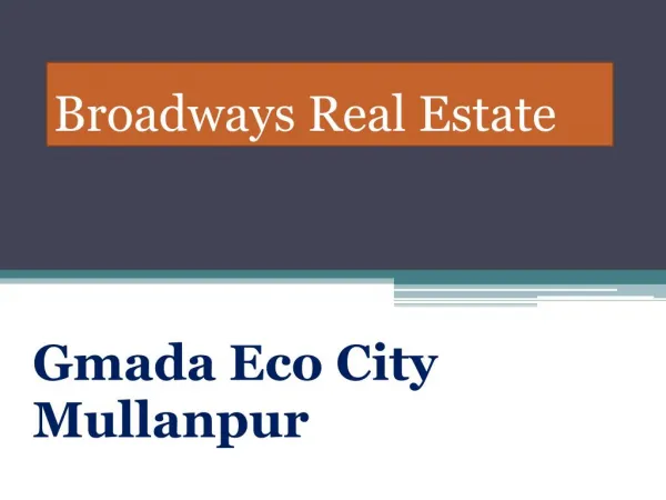 Gmada Eco City Mullanpur, Gmada Eco City Plots, Gmada Ecocity New Chandigarh