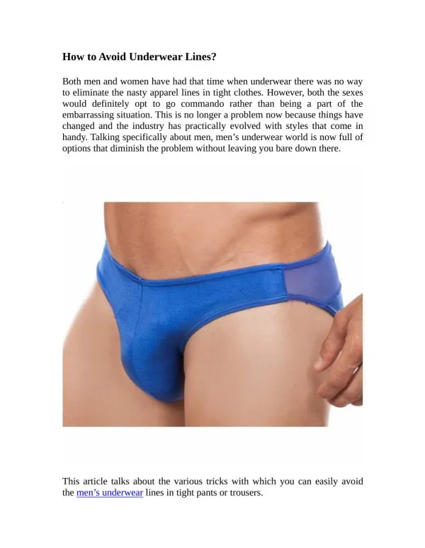 How to Avoid Underwear Lines?