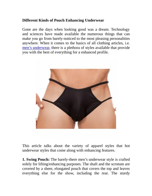 Different Kinds of Pouch Enhancing Underwear