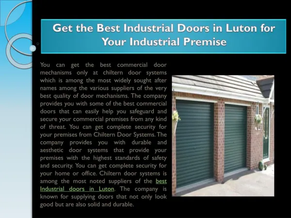 Get the Best Industrial Doors in Luton for Your Industrial Premise