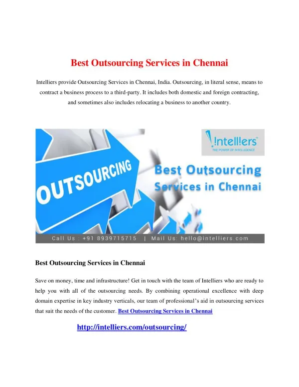 Best Outsourcing Services in Chennai