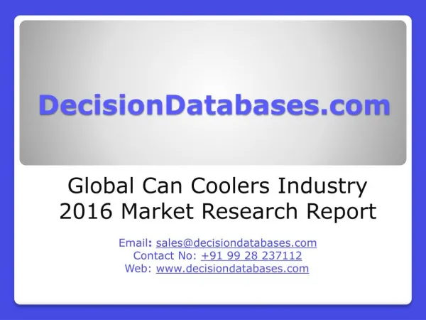 Can Coolers Market Report -  Global Industry Analysis