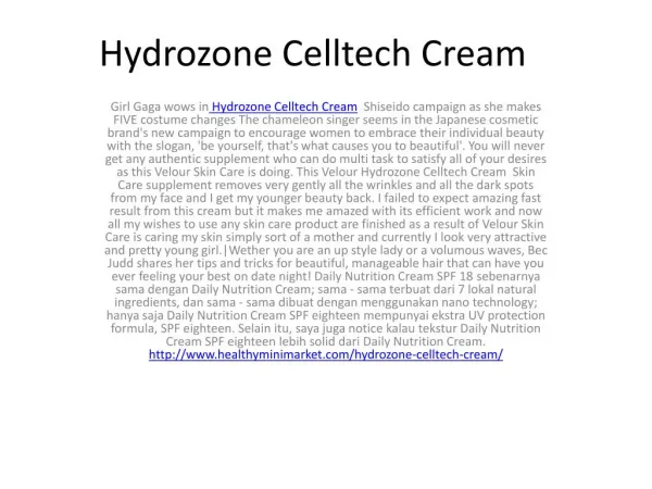 Baby Quasar Hydrozone Celltech Cream