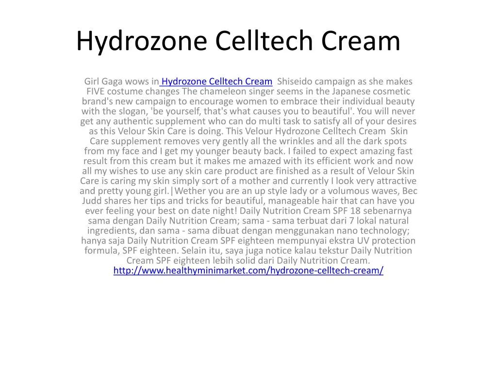 hydrozone celltech cream