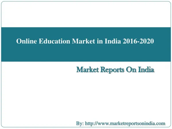 Online Education Market in India 2016-2020