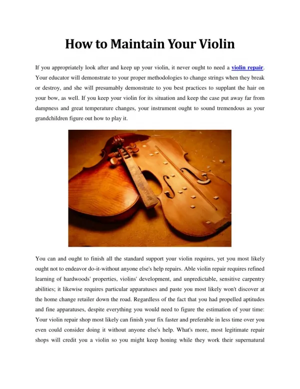 How to Maintain Your Violin
