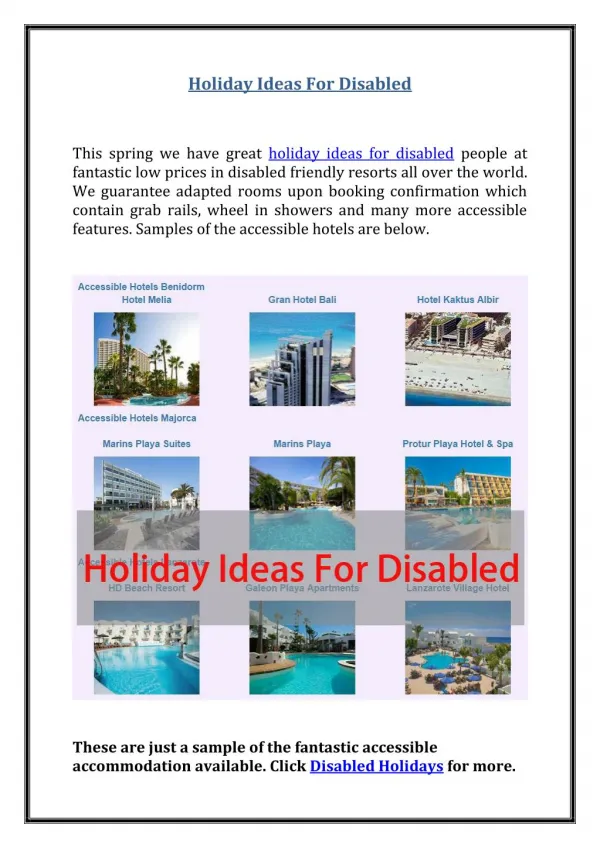 Holiday Ideas For Disabled