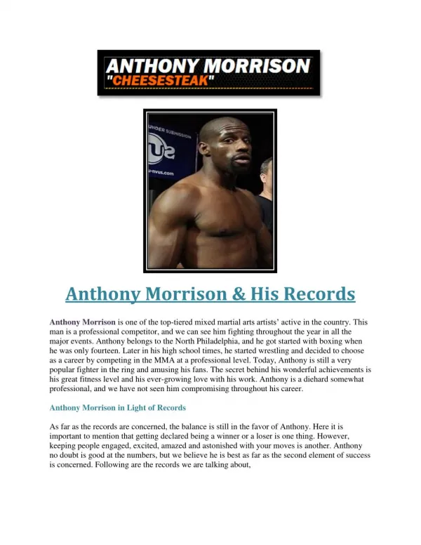 Anthony Morrison & His Records