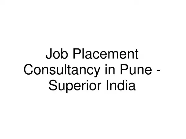 Job Placement Consultancy in Pune - Superiorgroup.in