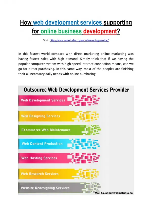 How web development services outsourcing supporting for business development