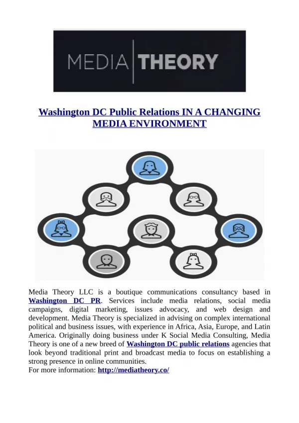 Washington DC Public Relations IN A CHANGING MEDIA ENVIRONMENT