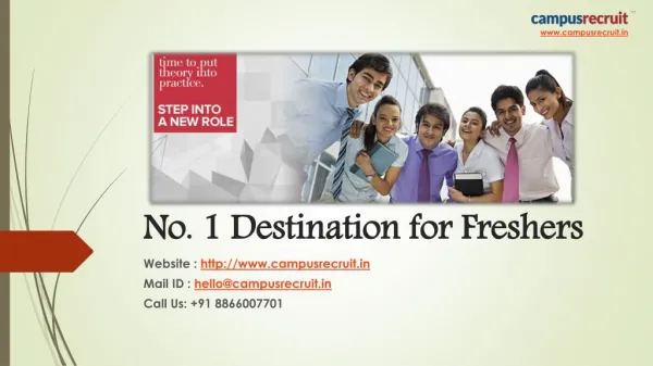 No. 1 Destination for freshers, campanies and campuses