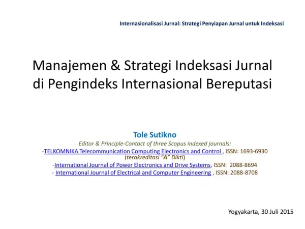 Manajemen & Strategi Indeksasi Jurnal di Pengindeks Internasional Bereputasi