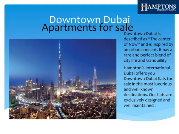 Downtown dubai apartments for sale | Hamptons International Dubai