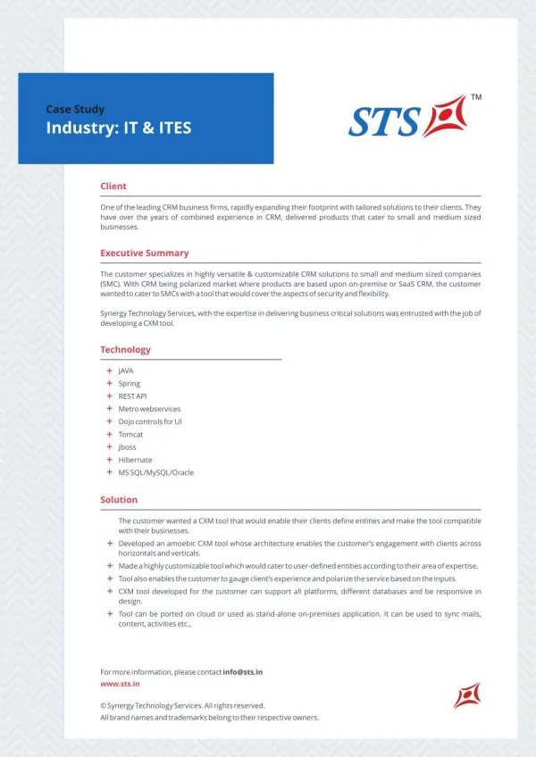 Case Study -CXM tool for IT&ITeS