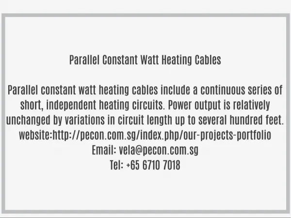 Parallel Constant Watt Heating Cables
