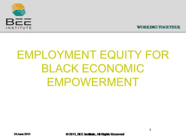 EMPLOYMENT EQUITY FOR BLACK ECONOMIC EMPOWERMENT