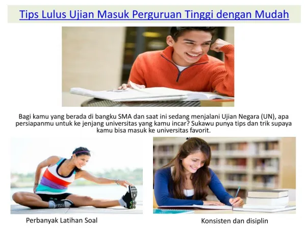 tips lulus ujian masuk perguruan tinggi dengan mudah