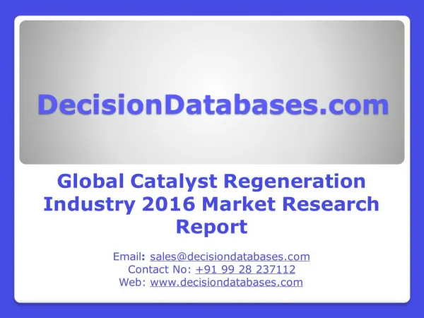 Catalyst Regeneration Market Global Analysis and Forecasts 2021
