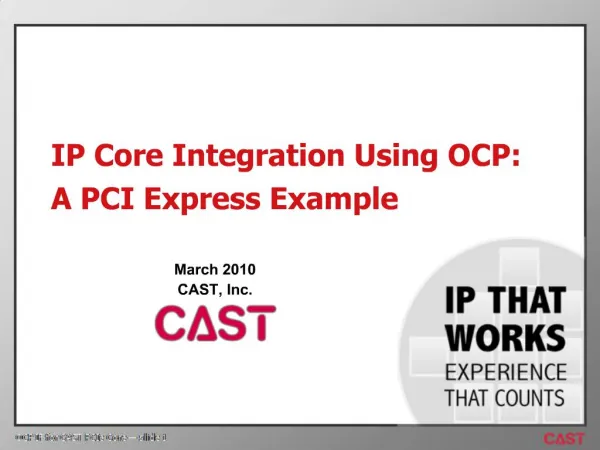 IP Core Integration Using OCP: A PCI Express Example