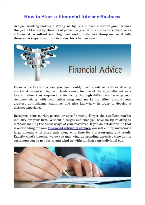 How to Start a Financial Adviser Business