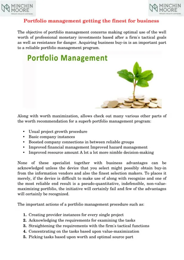 Portfolio management getting the finest for business