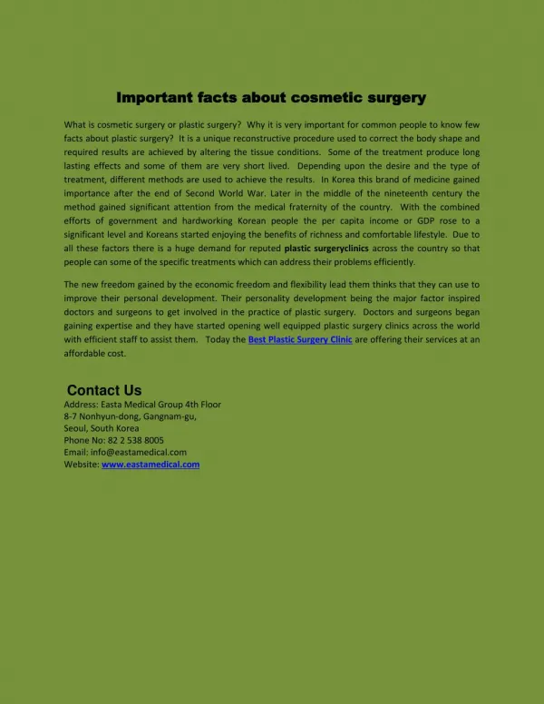 Important facts about cosmetic surgery