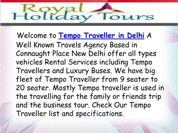 Rent Luxury Tempo Traveller for Group Tours