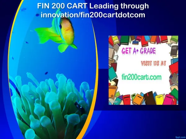 FIN 200 CART Leading through innovation/fin200cartdotcom