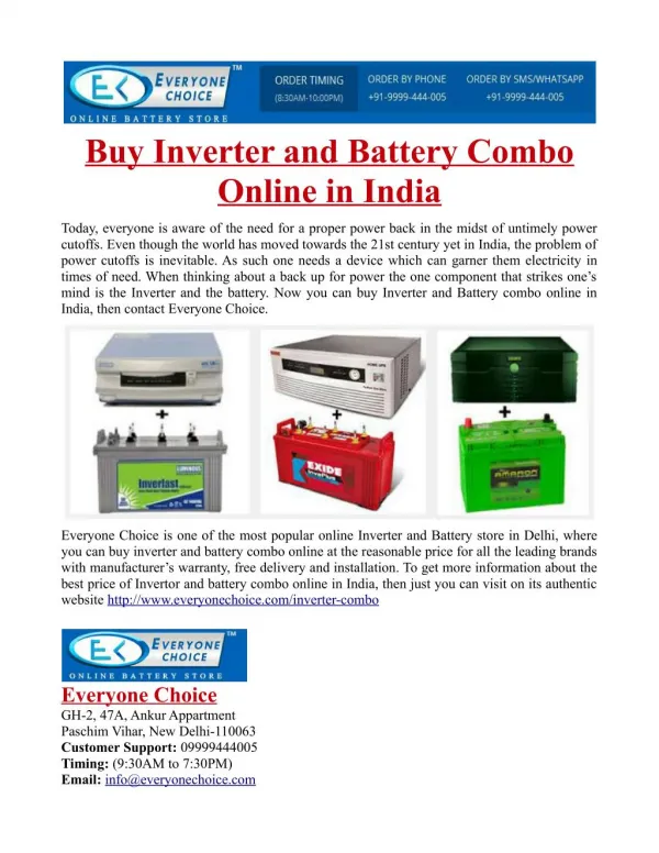 Buy Inverter and Battery Combo Online in India