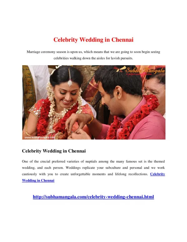 Celebrity Wedding in Chennai