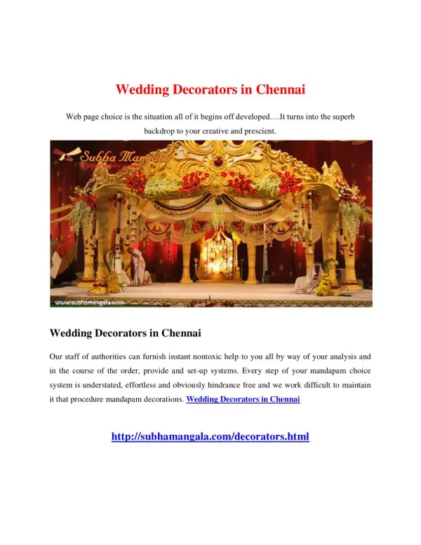 Wedding Decorators in Chennai