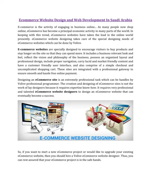 Ecommerce Website Design and Web Development In Saudi Arabia